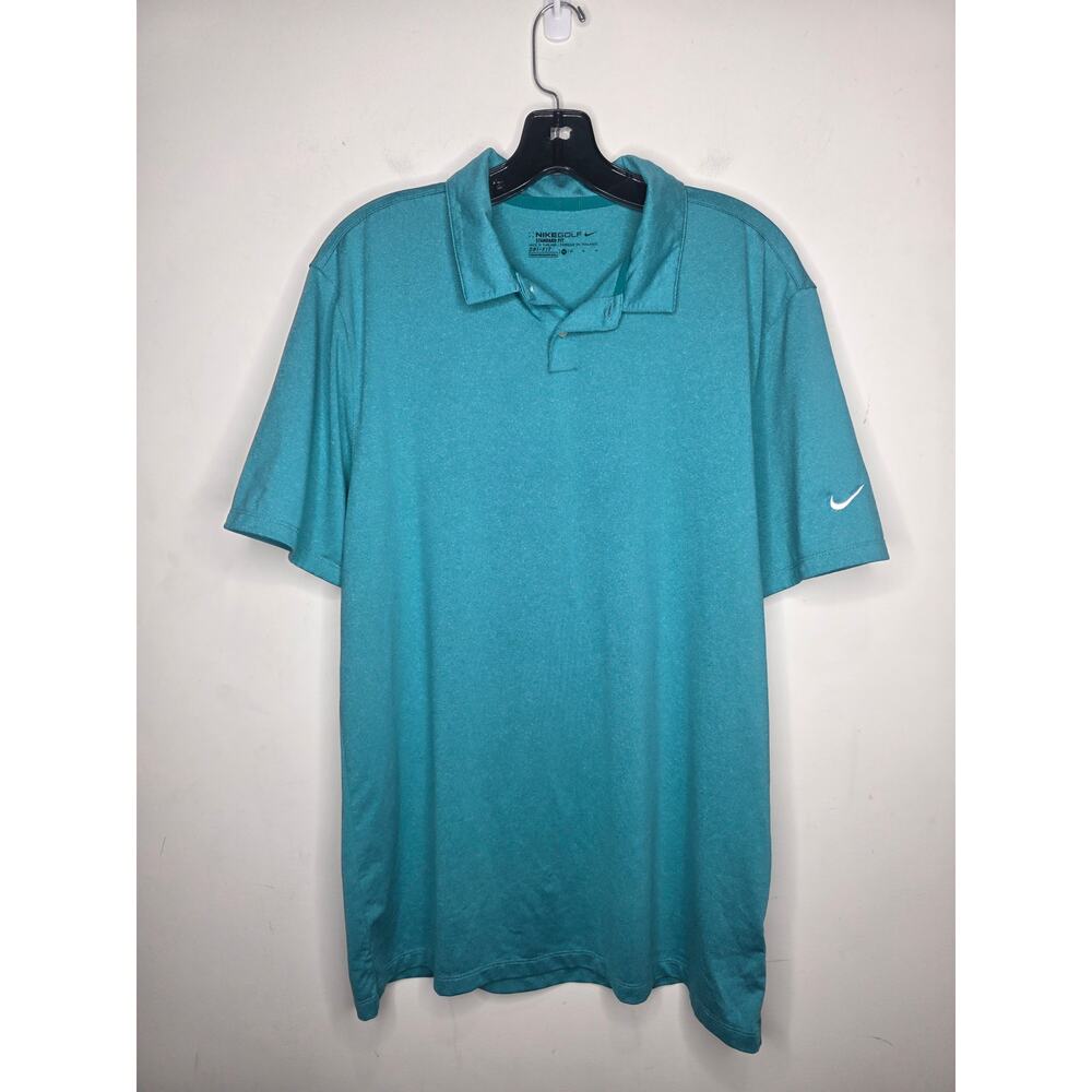 Nike Golf DriFit teal blue green short sleeve polo shirt - medium